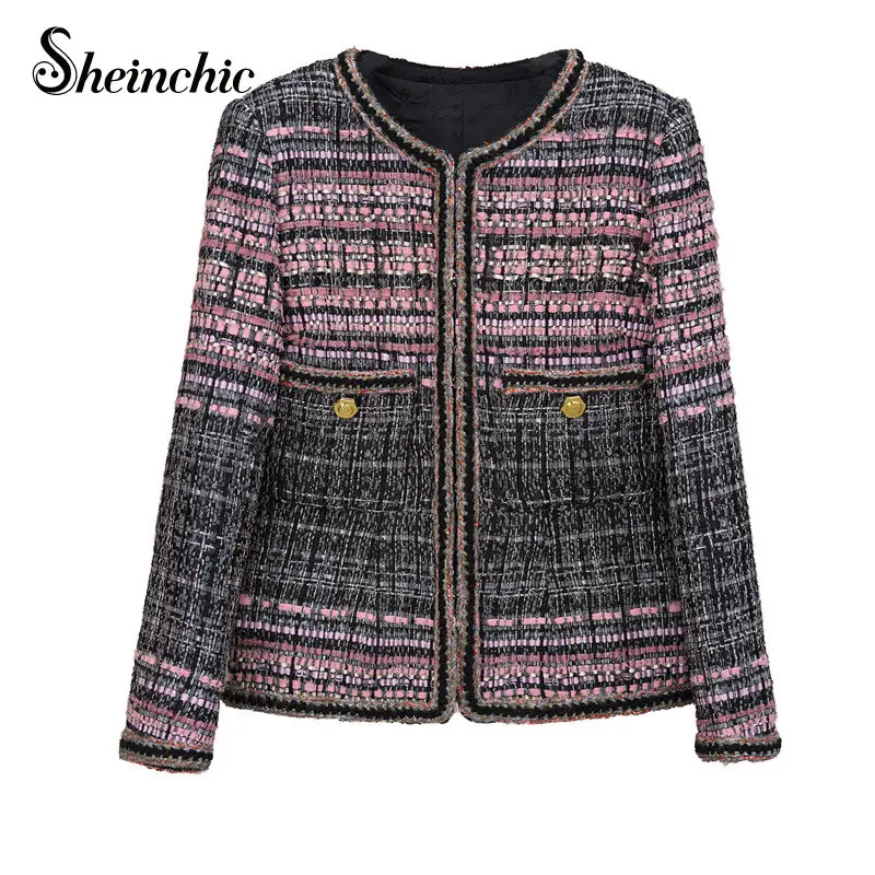 

Luxury Designers Clothes Women 2023 Autumn Winter High Quality Vintage Tweed Jacket Korean Fashion Wool & Blends Coats Outwears