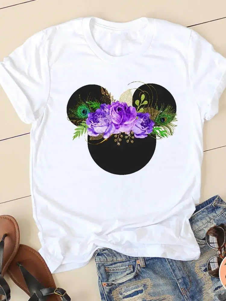 

Женская футболка с коротким рукавом и принтом, с изображением головы из Диснея