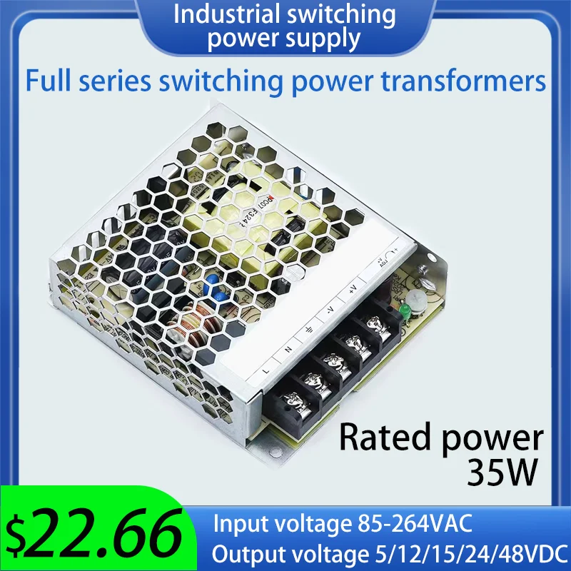

Full Series Transformer Switching Power Supply 35W Input 85-264VAC Output 3.3/5/12/15/24/48VDC