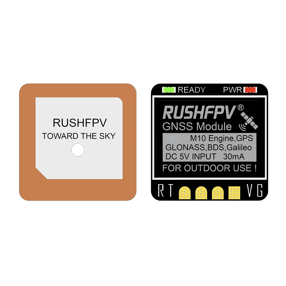 Фото RUSHFPV GNSS MINI M10 UBX NMEA, двухпротокольный GPS-модуль, встроенная керамическая антенна для радиоуправляемого самолета, FPV, большой радиус действия, д... №2