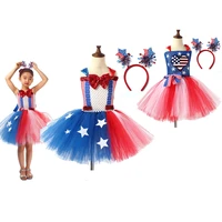 girls mesh tutu dress american flag dress party carnival patriotic parade children dresses independence day kids clothing set