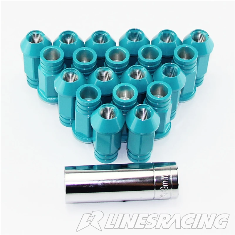 

20PCS 7075-T6 Aluminum Racing Wheel Nuts M12*1.5*20 Length 2" With Lock Key Black/Red/Green