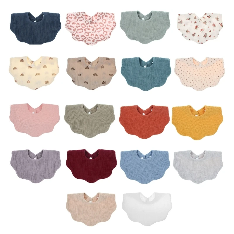 

Baby Wave Shape Feeding Bib Bandana Burp Cloth Scarf Printed Soft Pure Cotton Absorbent Saliva Towel Breathable Apron