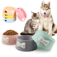 colorful cat dog pet bowl food feeder portable food container feeder lovely bowknot dish water single bowl accessories supplier