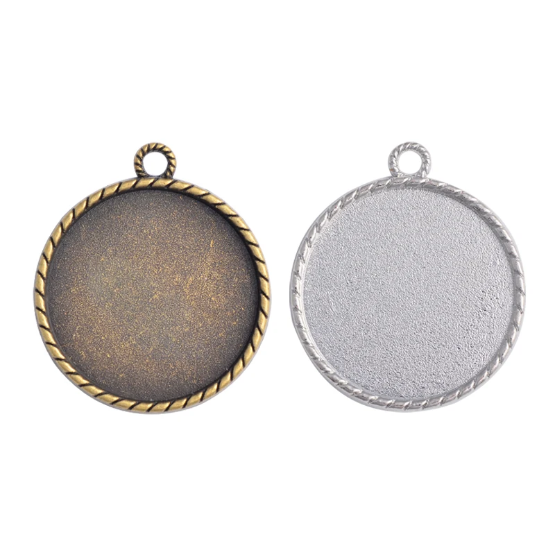 

5pcs/Lot 30mm Inner Size Antique Bronze Silver Plated And Black Colors Classic Line Style Cabochon Base Setting Charms Pendant