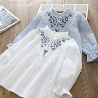 girls embroidery cotton t shirt spring autumn kids long sleeve casual tops toddler baby girls vintage pullovers children shirt