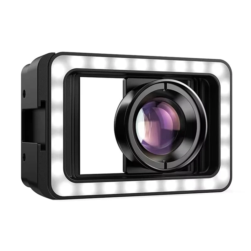 Фото Новые обновленные макрообъективы 4K HD 100 мм со светодиодной заполняющей подсветкой, универсальные мини-объективы с зажимом для Iphone, Samsung, все смартфоны №1