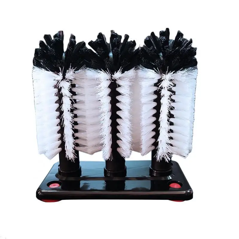

Triple Brush Glass Washer With Suction Cup Base Prevent Breaking Wine Glasses Brush Cleaner For Bar Household Tools