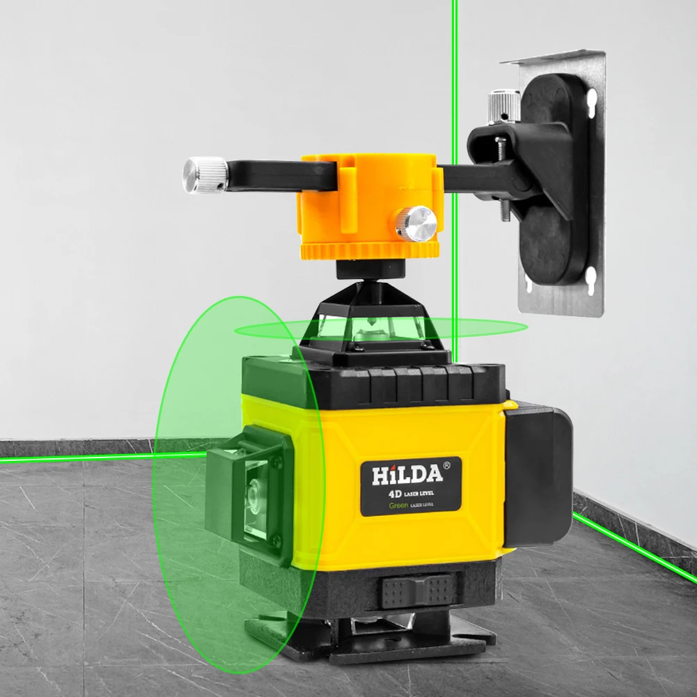 

HILDA 3°/4D Laser Level 16/12 Lines Self-Leveling 360 Horizontal And Vertical Cross Super Powerful Green Laser Beam Line