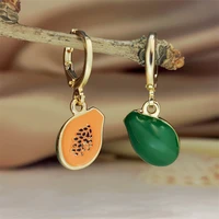 wesparking emo gold plated huggie earrings for women girls copper drop fruit dangle earrings free shipping items fashion jewelry