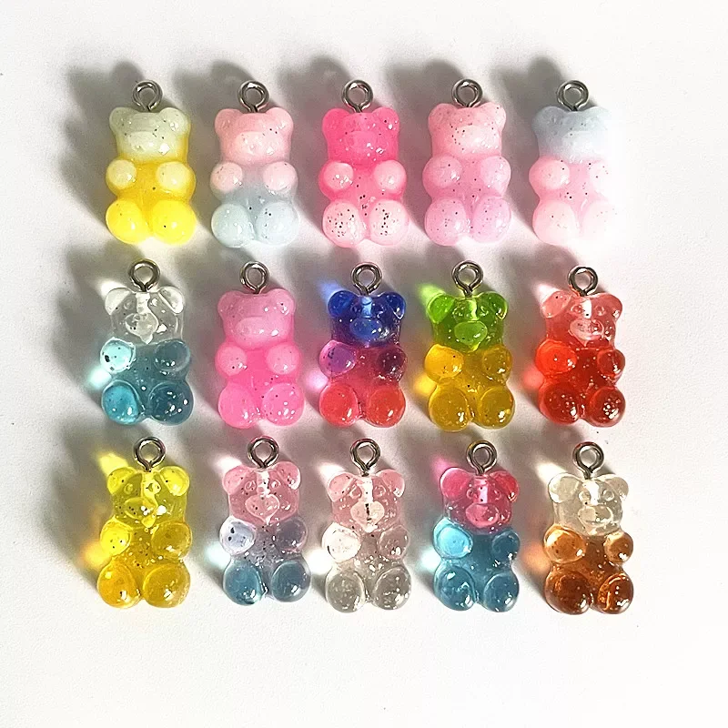 Candy Bear Pendant Charms for Necklace Bracelet Earrings Jewelry Making Diy Findings Resin Bears Christmas Making