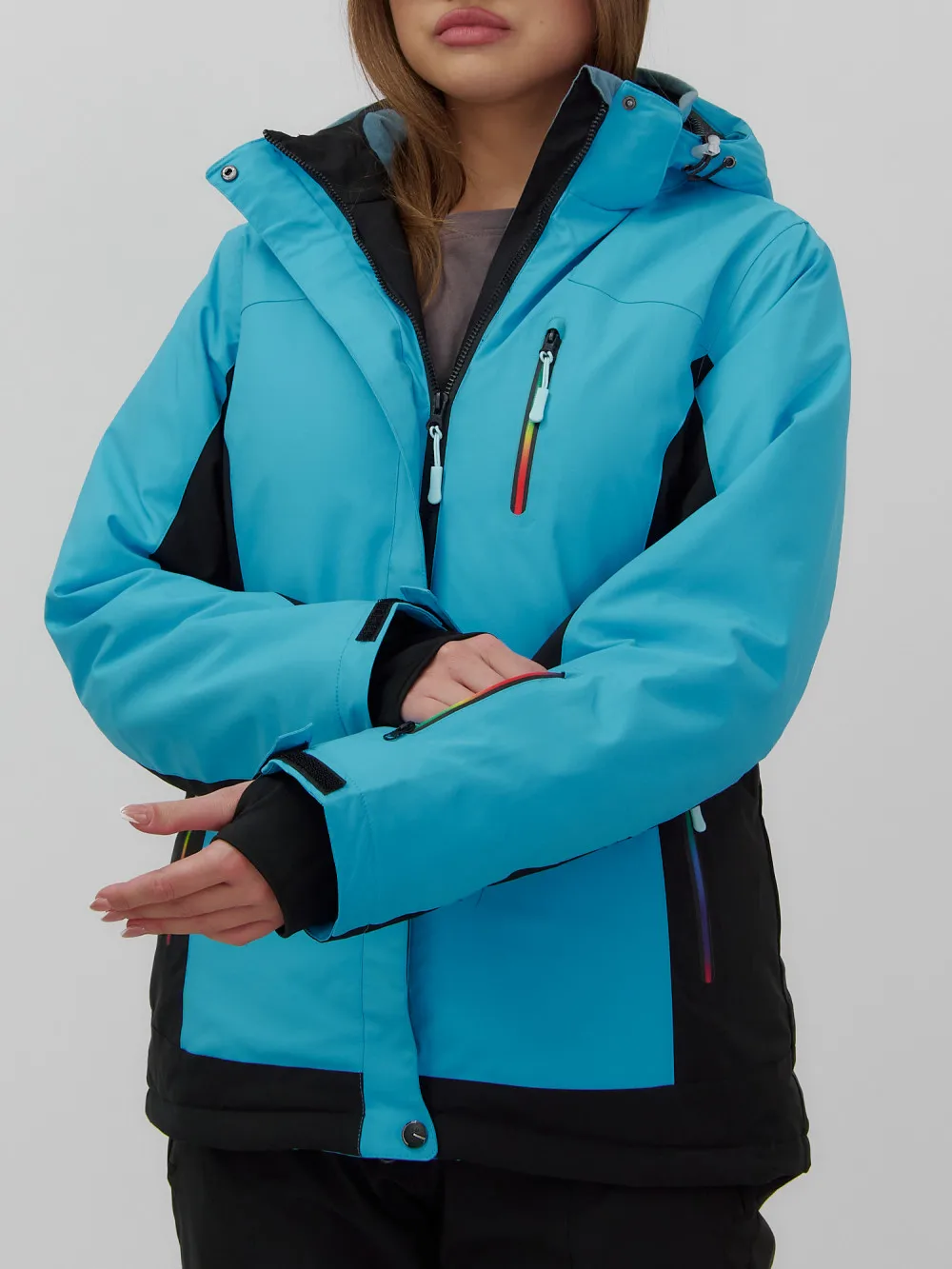 Горнолыжная куртка женская зимняя синего цвета 027S |