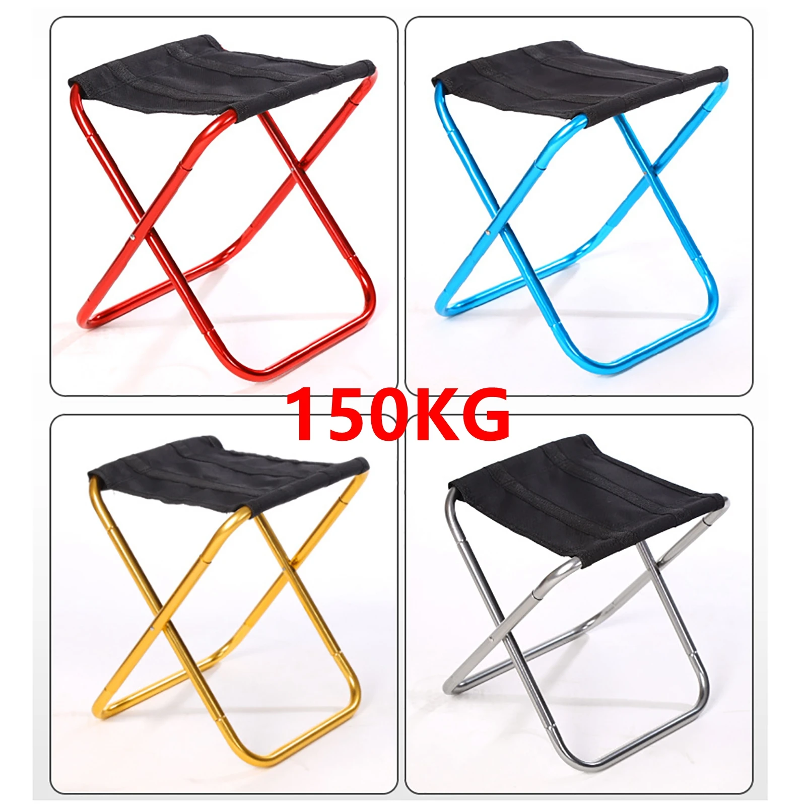 150KG Thickened Outdoor Camping Small Chair Portable Folding Aluminum Alloy Stool Bench Stool Mare Ultralight Picnic Fishing New enlarge