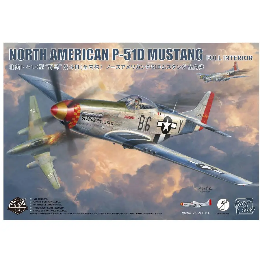 Фото Набор для сборки модели истребителя BF-015 Border 1/35 North American P-51D Mustang с полным интерьером кабины №3