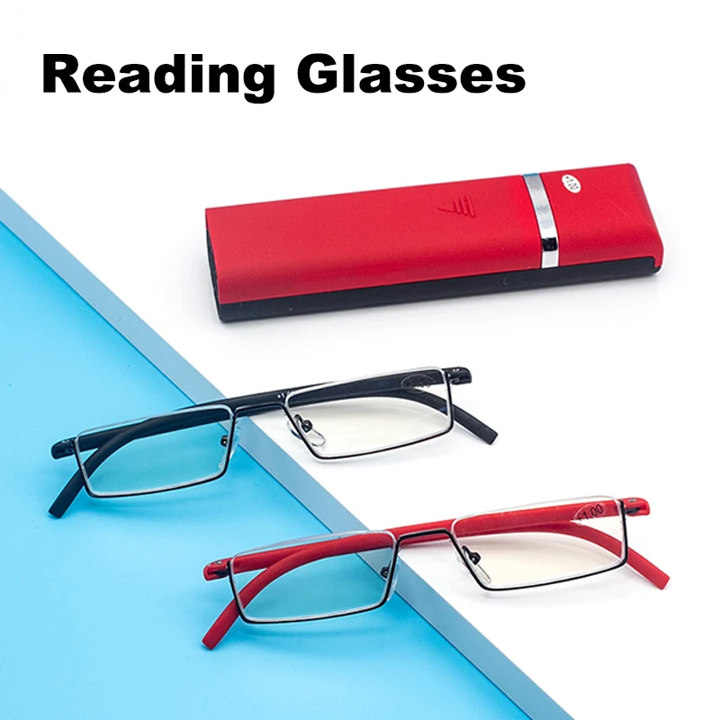 

Metal Anti-Blue Light Reading Glasses Men Half Frame Prescription Eyeglasses Male TR90 Eyewear+1+1.5+2+4
