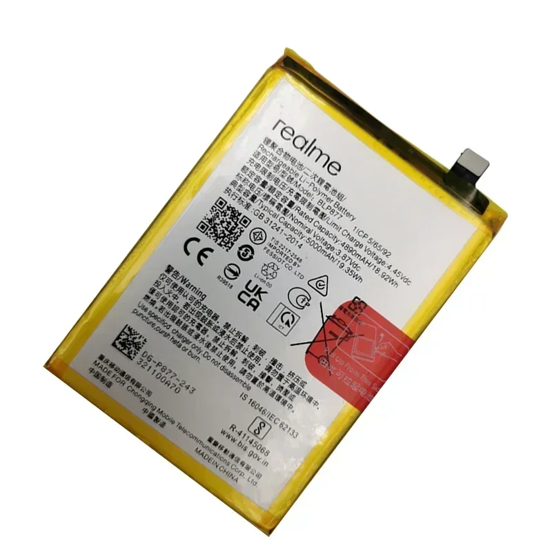 Оригинальный аккумулятор высокого качества 5000 мАч BLP877 для OPPO Realme 8i RMX3151 V20 V30 C35
