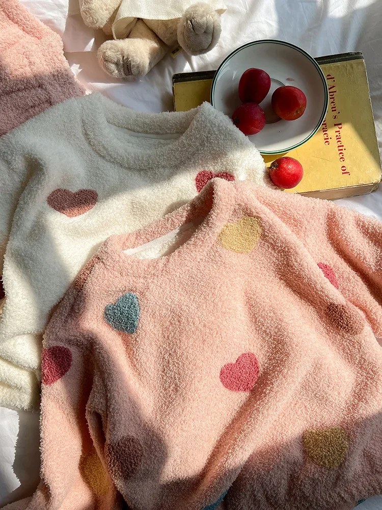 2024 милая теплая композитная хлопковая бархатная домашняя одежда с вышивкой и