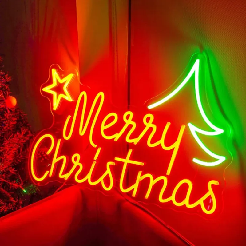 Merry Christmas decoration 2023 Xmas Neon Sign Led for Christmas Eve Home BarWall Decoration BedroomNeon LightsParty DecorShop