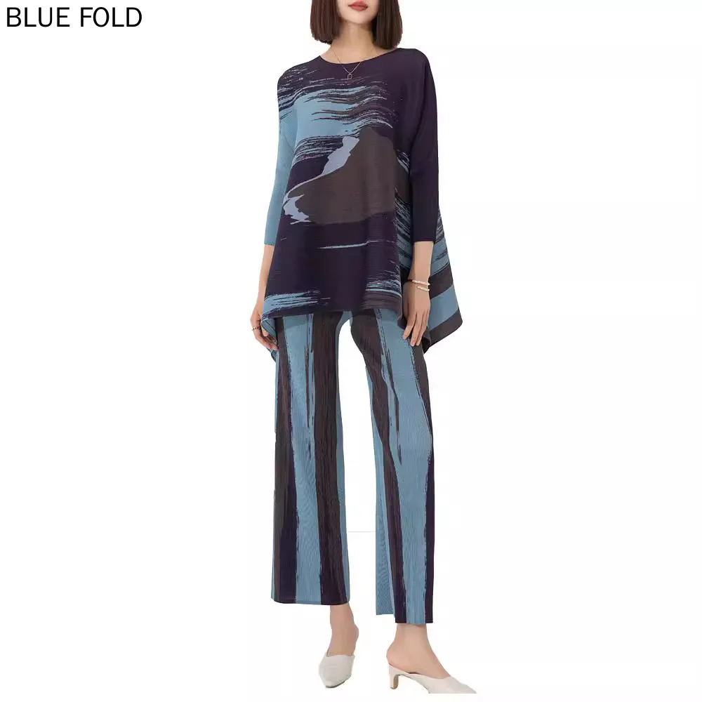 MIYAKE-комплект из пуловера с круглым вырезом и брюк высокой талией женские