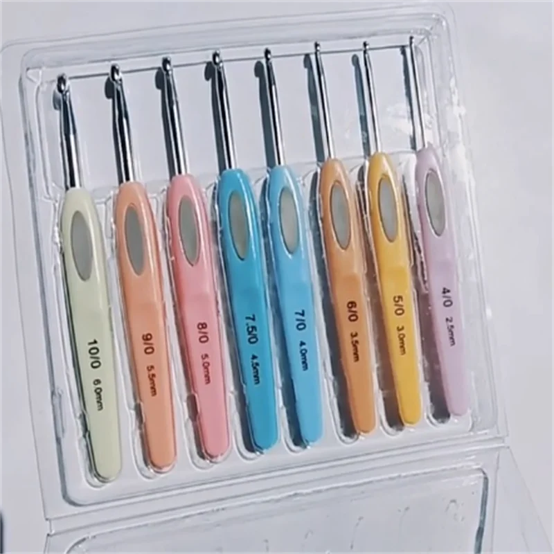 

8 pieces of 2.5-6mm color soft plastic handle alumina crochet knitting needle cover crochet knitting sewing needle tool