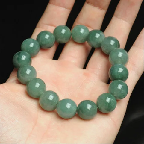 

Natural Emerald Green Beads 13mm Bracelet Elastic Bangle Charm Jewellery Fashion Hand-carved Man Woman Luck Gifts Amulet AAAAA+