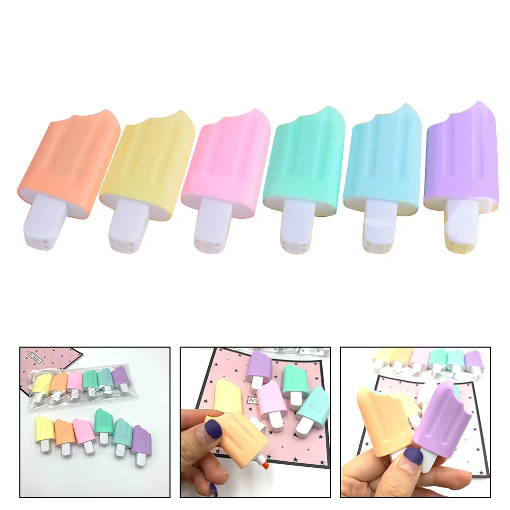 

Highlighters Pen Marker Markers Highlight Colored Highlighter Pens Writing Notes Marking Emphasize Cream Ice Brush Kawaii Office