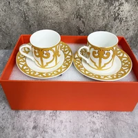 new classic luxury european bone china coffee cups and saucers set red handle tableware coffee plates coffee tools kitchen cup