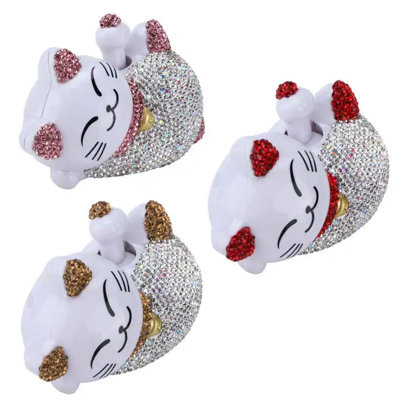 

Lucky Cat Car Ornament Bling Rhinestone Car Interior Decoration Universal Shiny for Home Bedroom for Auto Dashboard