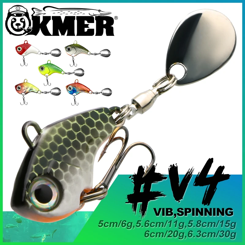 KMER #V4 Fishing Lures Jig Spinner Spinjig VIB Sinking Wobbler Hooks for Pike Walleye In Winter Equipment Accessories Tackle