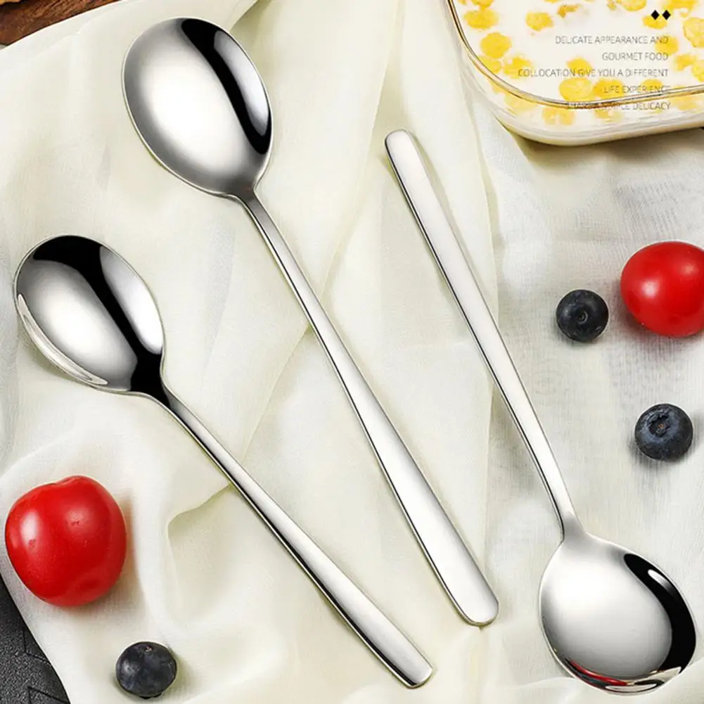 

Mixing Spoon Durable Lightweight Smooth Head Stainless Steel Ice Cream Scoop Kitchen Tools Eating Spoon Food Scoop