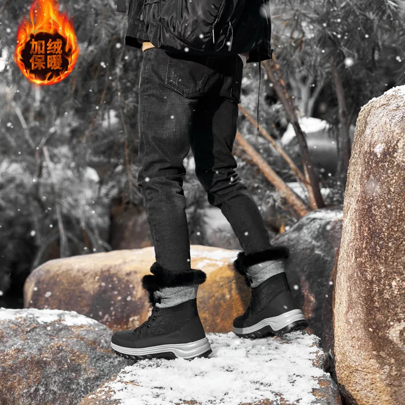 Winter Men's Shoes Plus Velvet Thickened Outdoor Cold-proof Warm Walking Shoes  Anti Skid Wear-resistant Comfortable Snow Boots