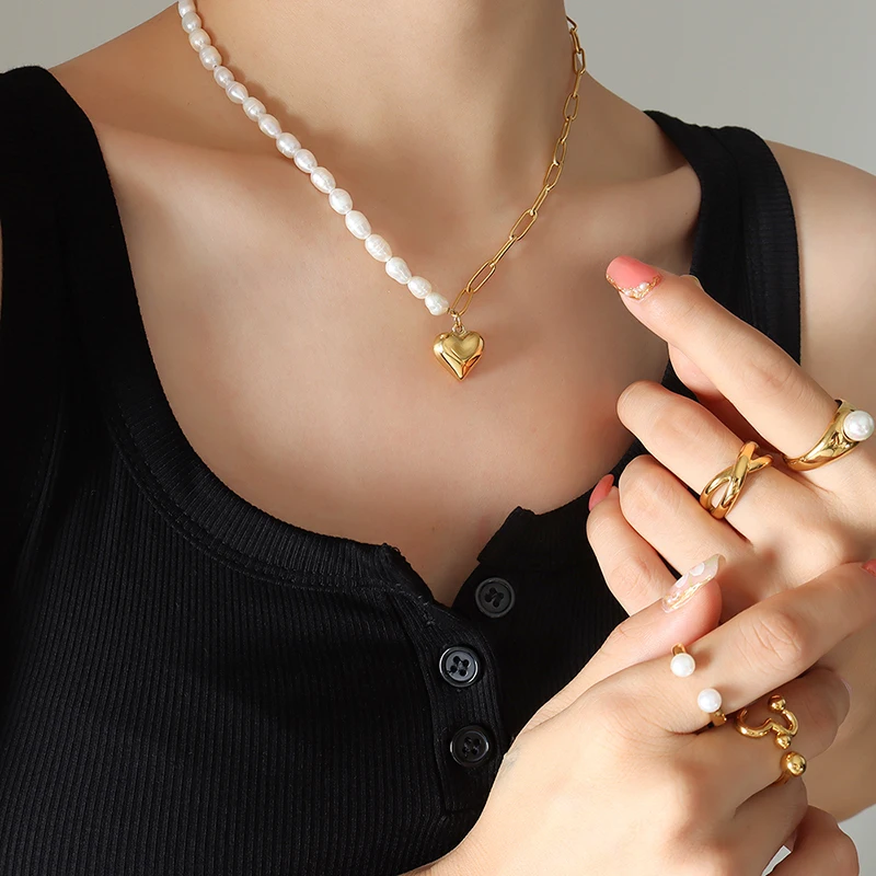 Women Love Chain Pearl Necklace Titanium Steel Ins Style Fashion Necklaces Party Present For Girls Jewelry Wholesale - купить по