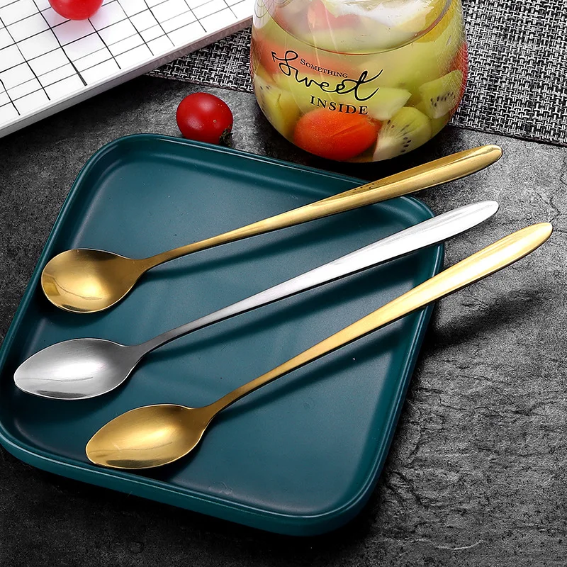 

Stainless Steel Long Handle Coffee Spoon Sharp/Round Head Stirring Scoop Beautiful Kitchen Tableware Cofa Bar Accessories