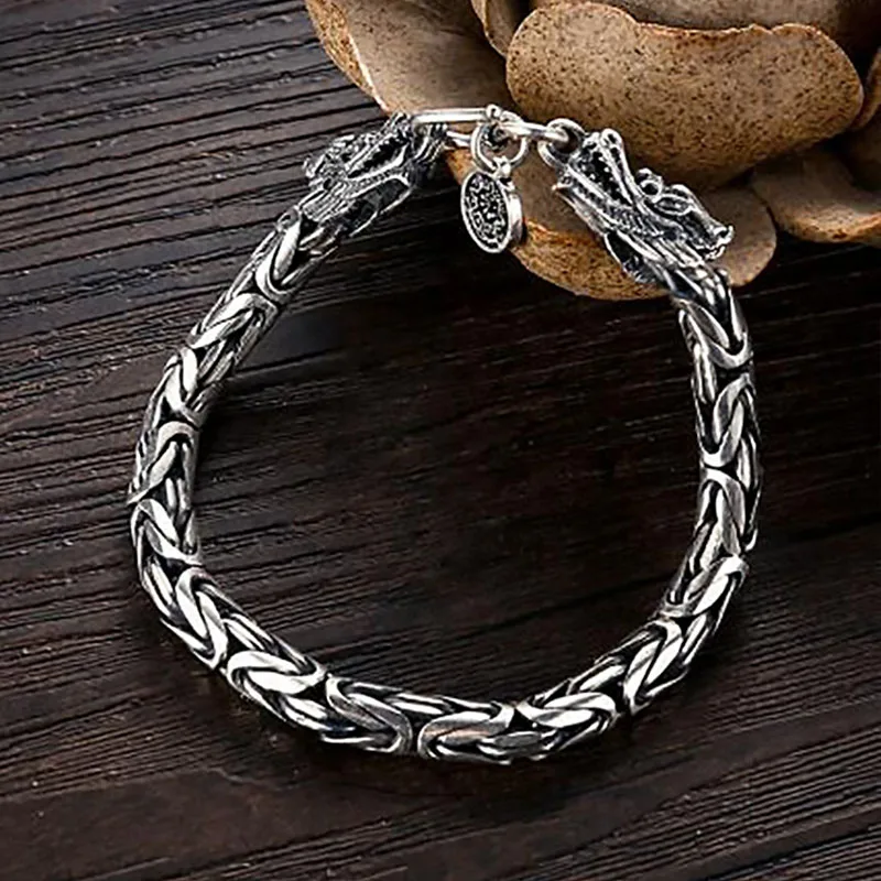 Punk Silver Color Metal Dragon Bracelet for Men Stainless Steel Chain Bracelet Rock Biker Jewelry Gift