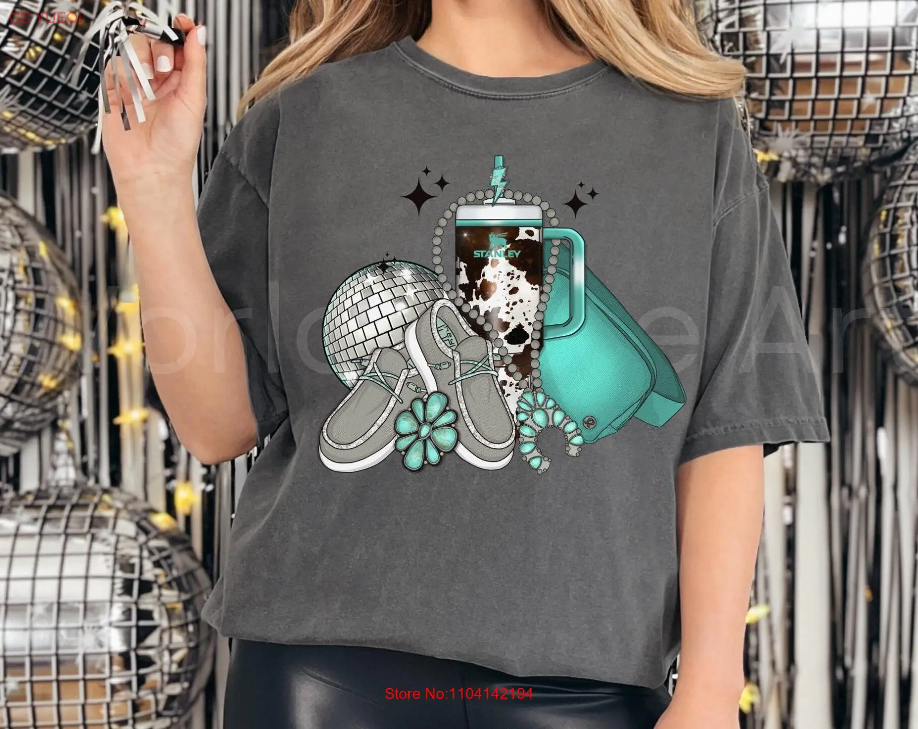 Футболка Disco Cowgirl NoEnName_Null голубая хлопковая