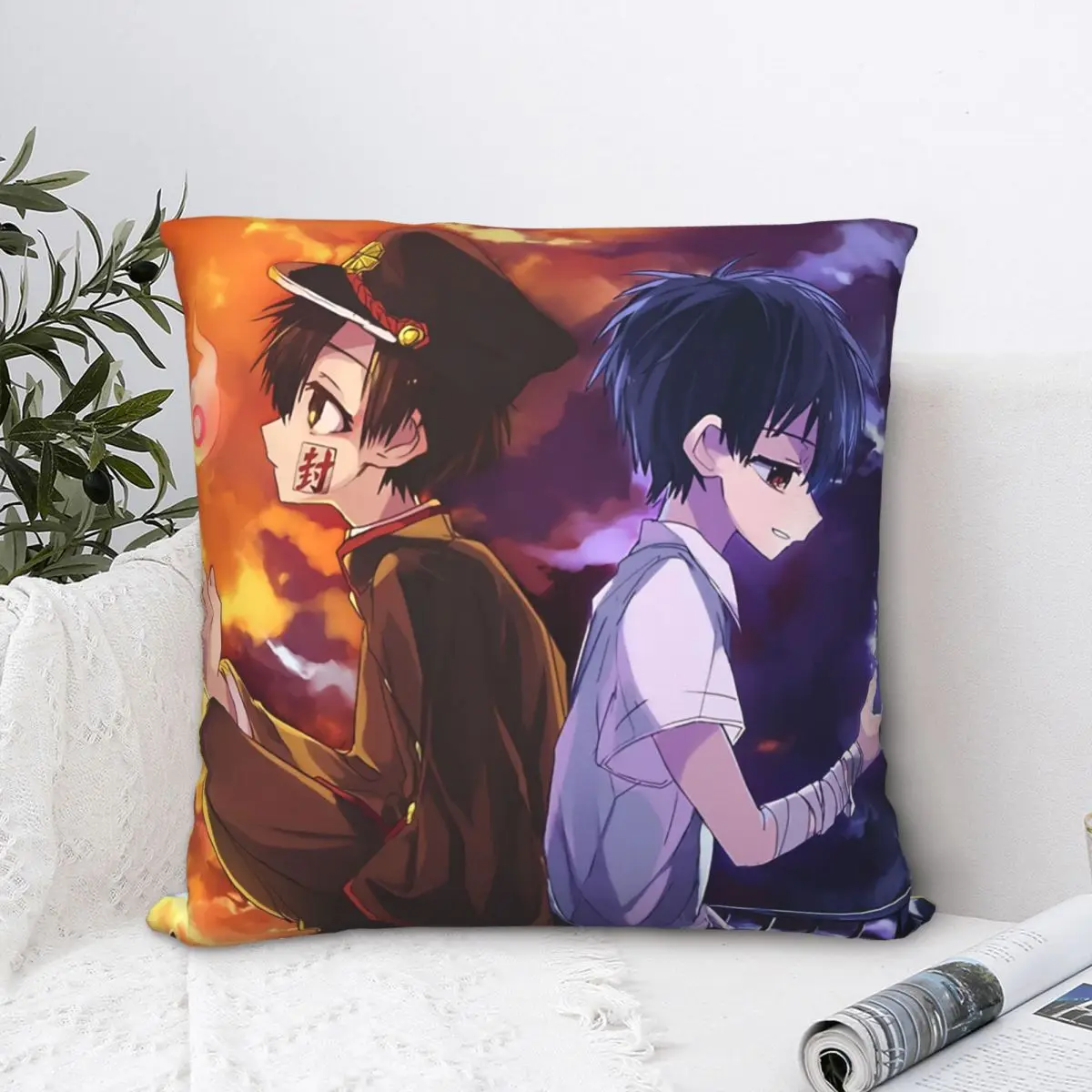 

Jibaku Shounen Artwork Throw Pillow Case Toilet Bound Hanako Kun Manga Cushion For Home Sofa Chair Decorative Hug Pillowcase
