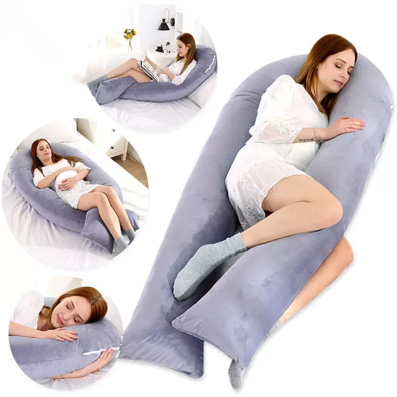 

2023 U-shape Pregnancy Pillow Case Cotton Sleeping Support Pillow Cover For Pregnant Women Washable Side Sleeper Maternity Pillo