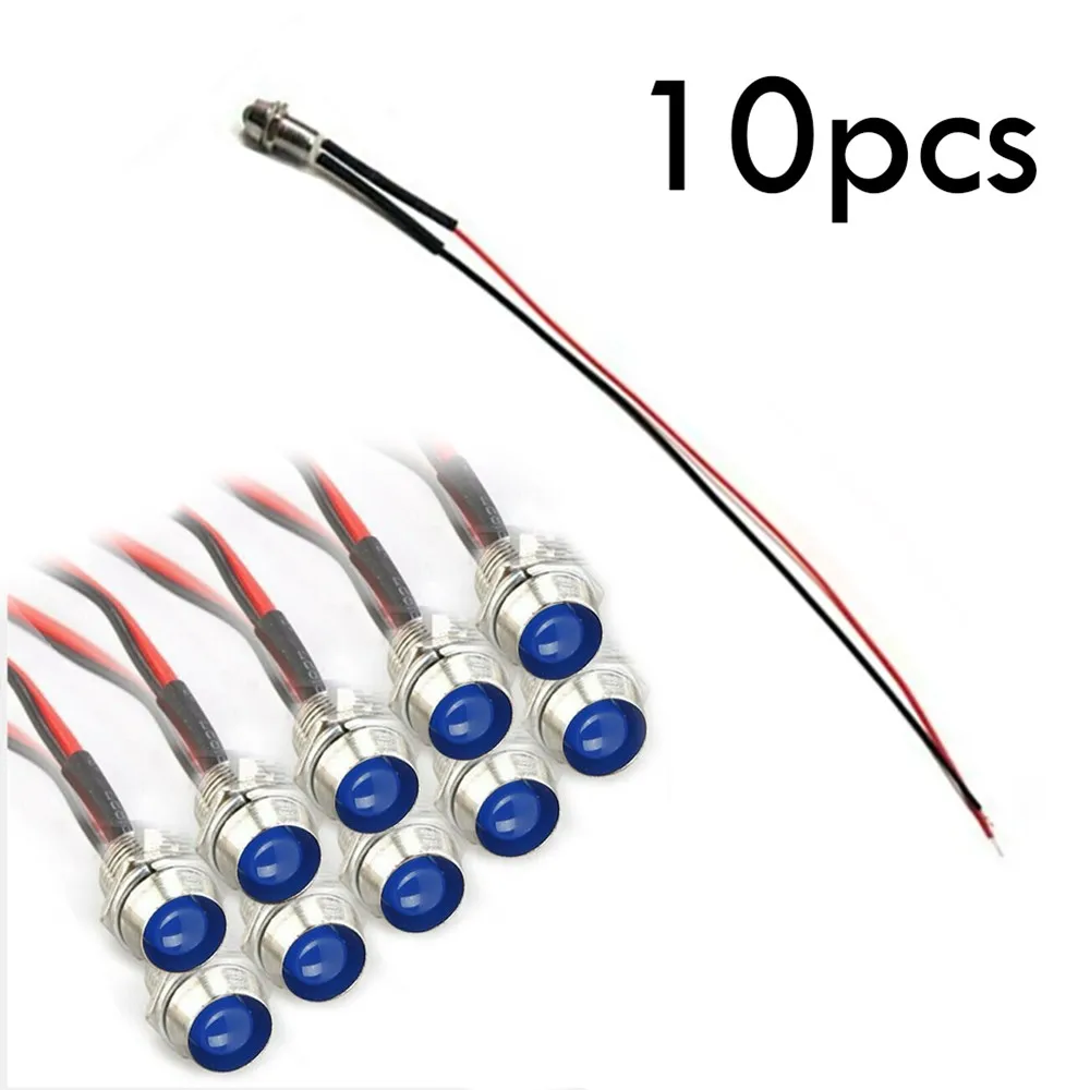 

Dash Indicator LED Lamp Light Panel Part 10pcs 12V 20cm Wire Water-Proof