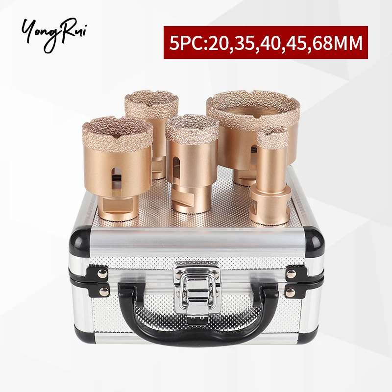 1SET 5PCS M14 20/35/40/45/60Mm Diamond Brazed Core Dry Bit For Saw Cutting Of Tile Marble Glass Granite Hole Saw Fittings