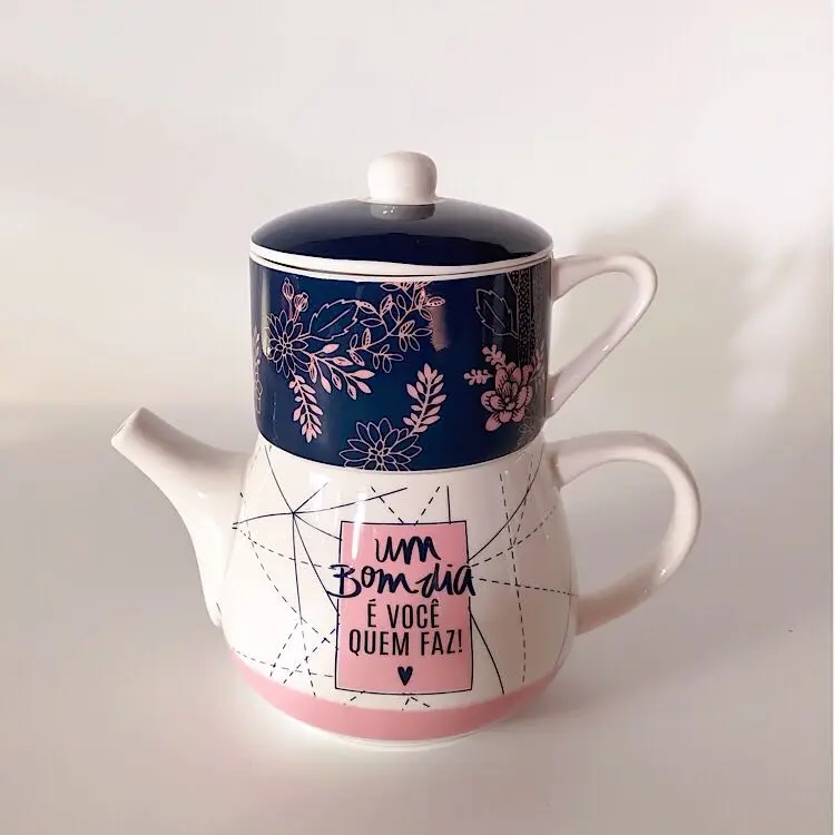 

Creative pastoral style ceramic one-person coffee cup mother pot flower tea set cup stacking pot Western restaurant