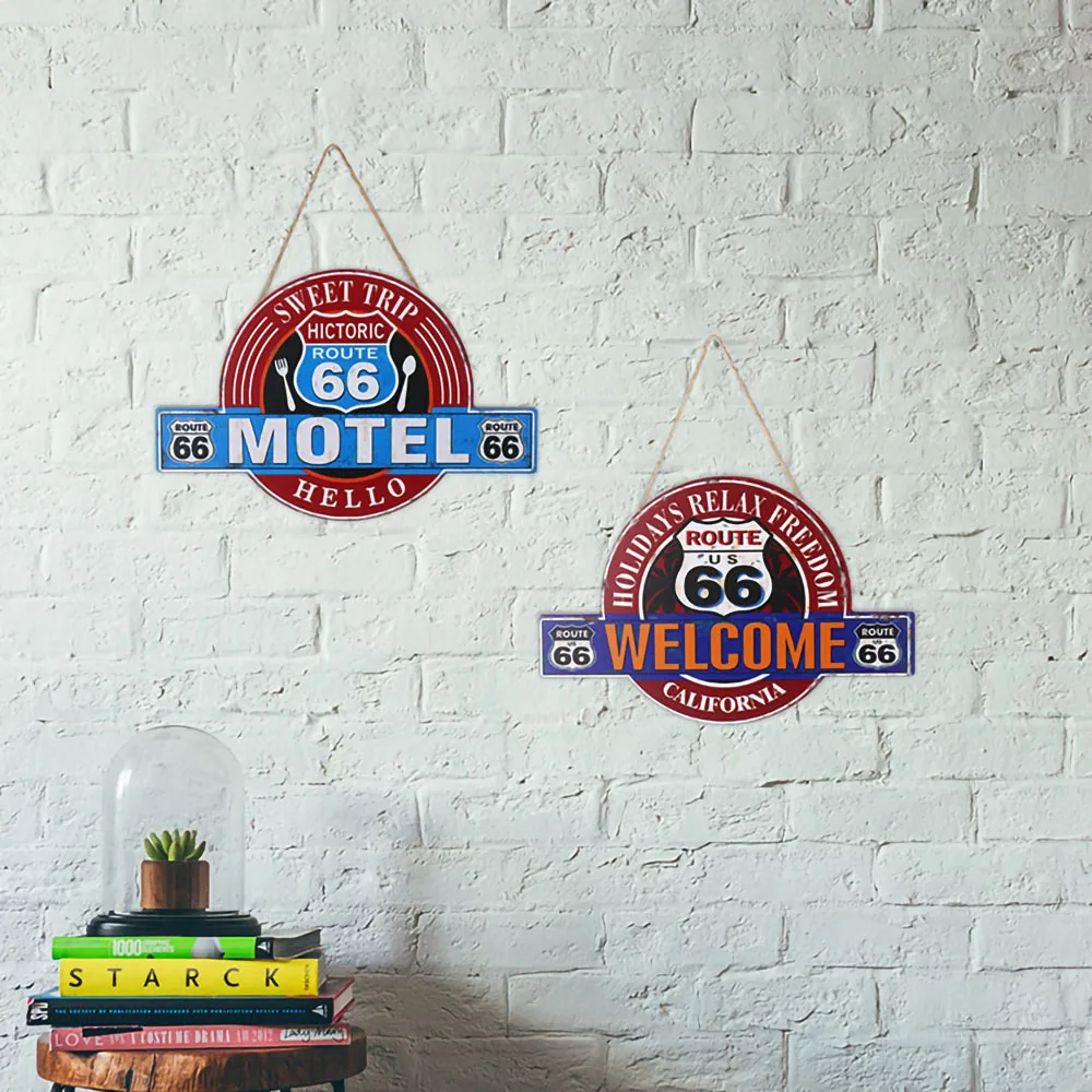 

US Route 66 Wooden Sign Vintage Decorative California Wood Plaque Welcome Garage Motel Wall Retro Decor