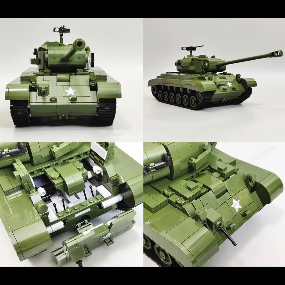 Фото WW2 Military US Army M26 Pershing M4 Sherman Medium Tank Building Blocks Heavy Tank with Crew Soldiers Кирпичи Игрушки для детей Подарок №5
