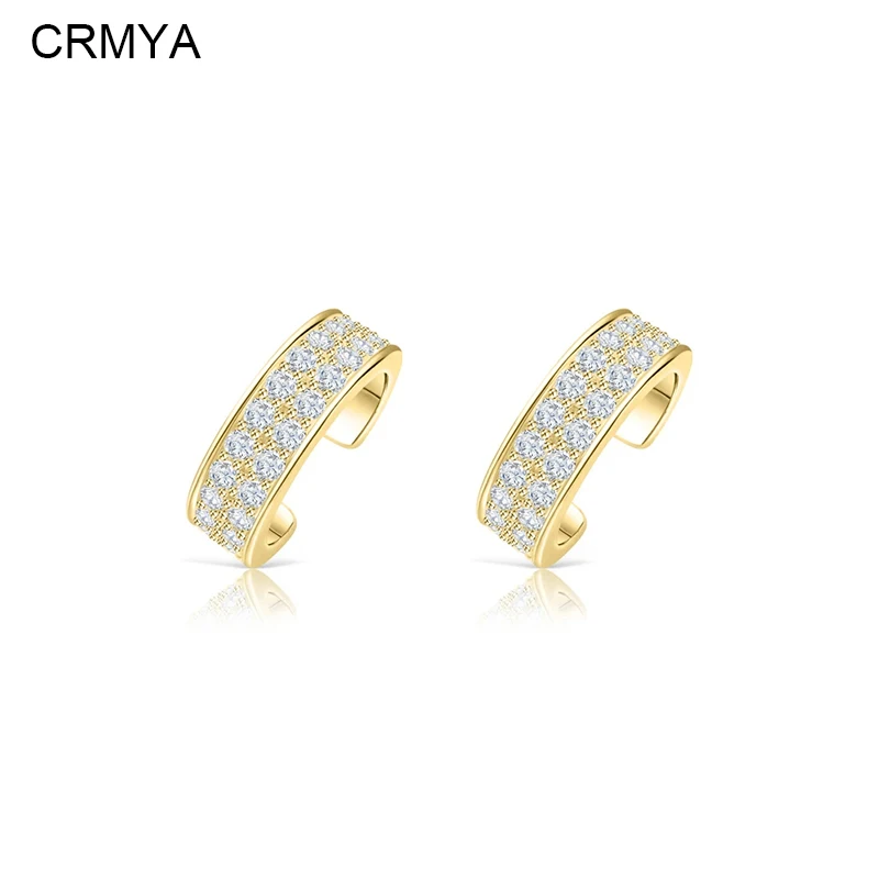 

CRMYA Gold Plated Clip Earrings For Women Vintage Fake Piercing CZ Zircon Female Ear Cuff 2023 Jewelry Accessories Wholesale