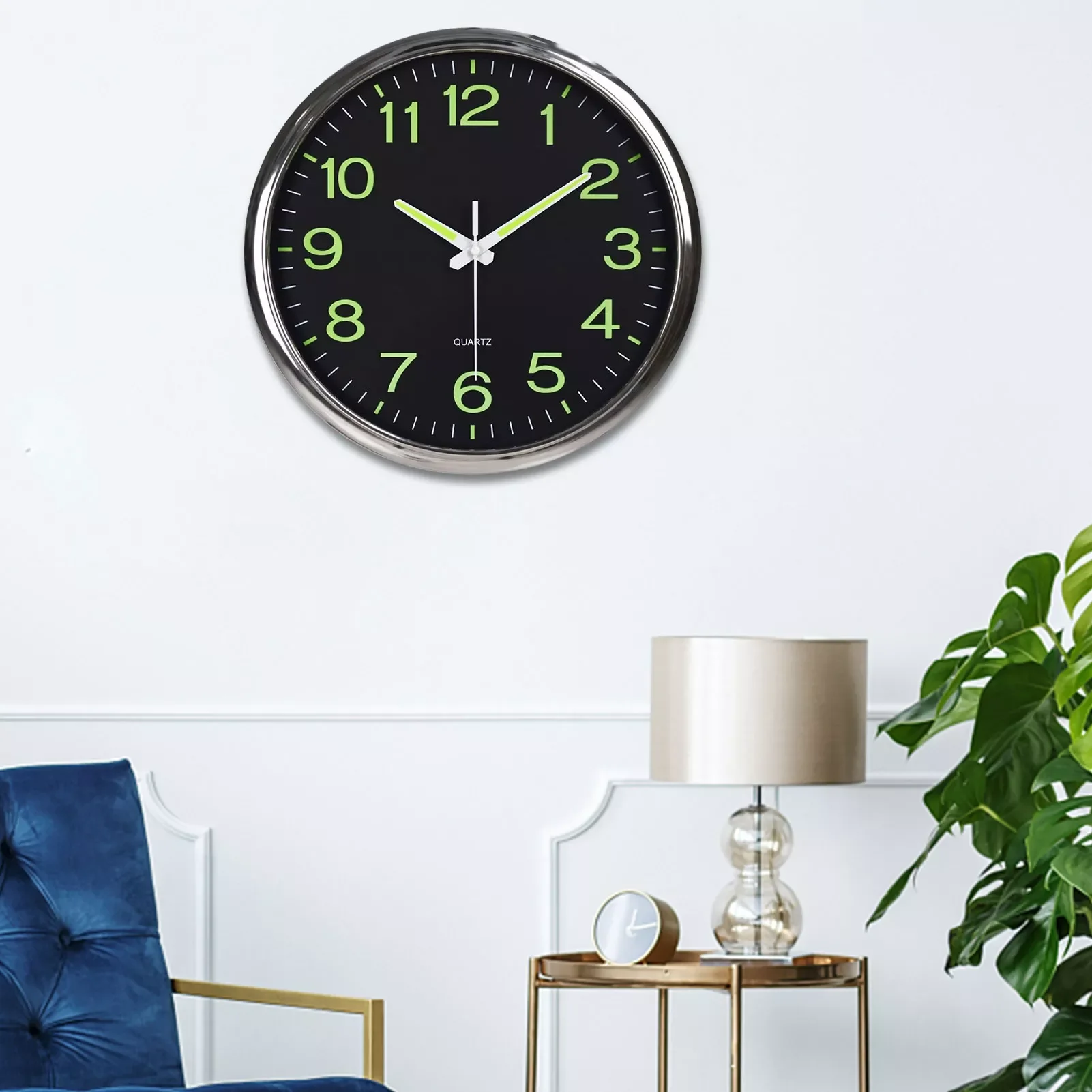 

Night Light Wall Clock Non-Ticking Modern Quartz Clock Non-Ticking Round Quartz Clock Glow In The Dark For Office Kitchen Living