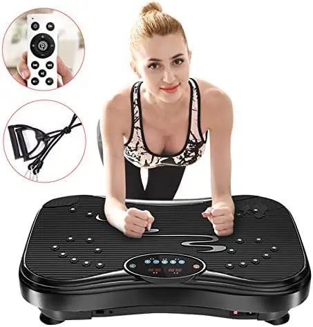 

Plate Exercise Machine Whole Body Workout Vibration Fitness Platform for Home Fitness & Weight Loss + Remote + Loop Resistan