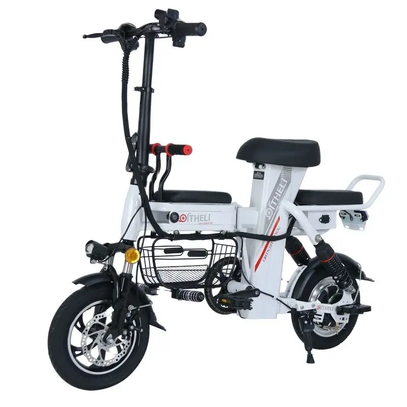 

Mini Electric Bike 12inch Three-seater Parent-child Electric Bicycle Removable Lithium Battery Folding Ebike 48V 350W