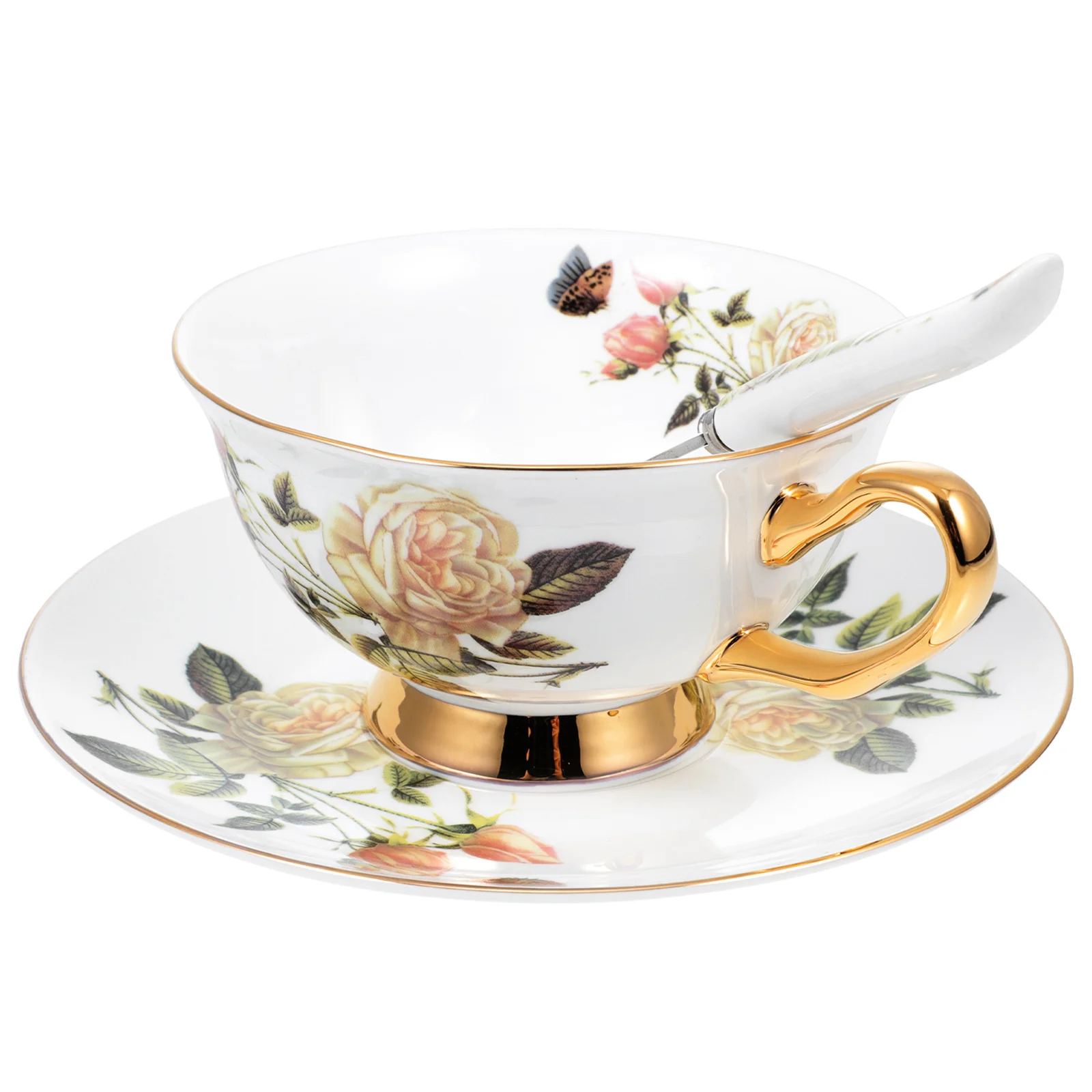 

1 Set of Ceramic Coffee Holder Afternoon Tea Cup Colored Printing Coffee Cup