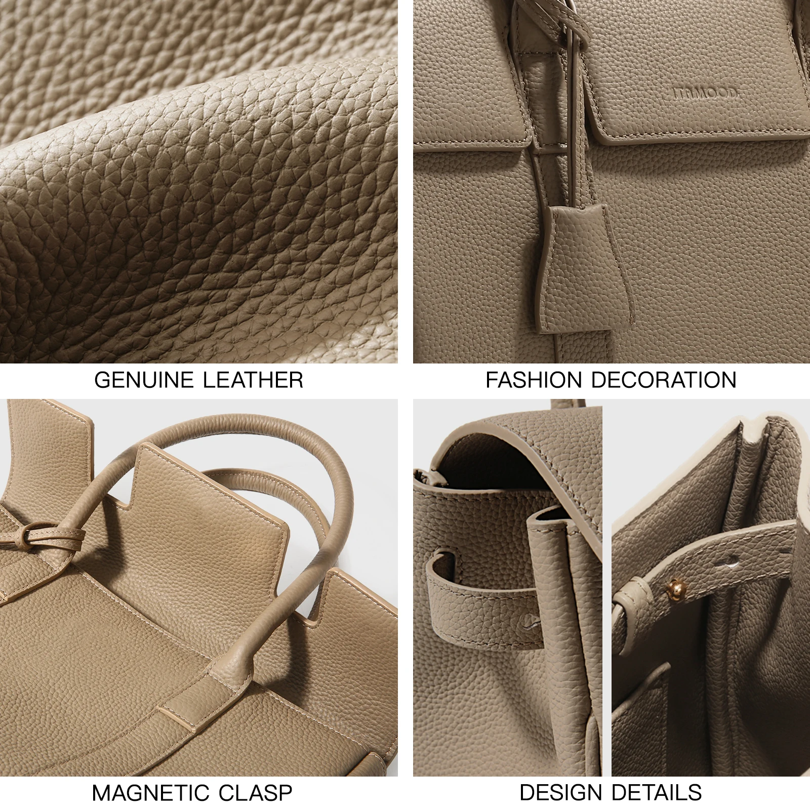 Женская сумка-тоут из воловьей кожи с белым воротником