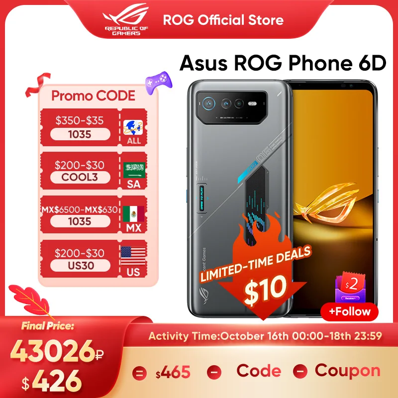 Asus Rog 6D/6D Ultimate Smartphone Mediatek Dimensity 9000 + 165Hz E-Sports Schermo 6000Mah Batteria Ricarica Rapida Rog Phone