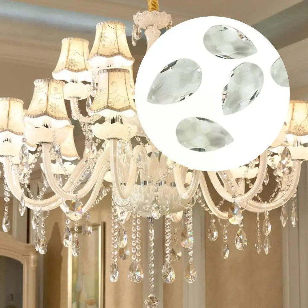 

10 Pcs Clear Glass Crystal Prisms Pendants Chandeliers Lighting 28mm Drops Parts Lamp Lustres Ornament Rainbow Q0b1